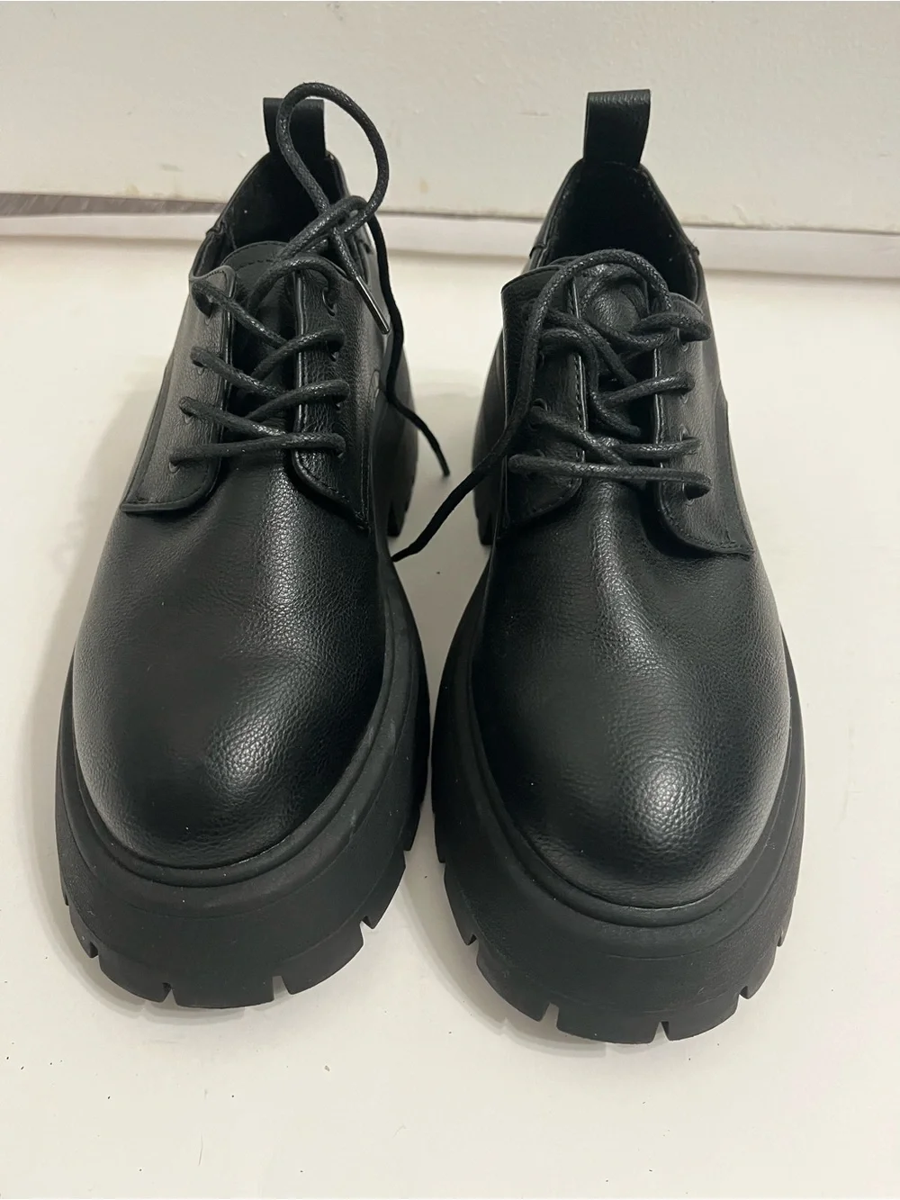 Women's Black Platform Lace-Up Shoes